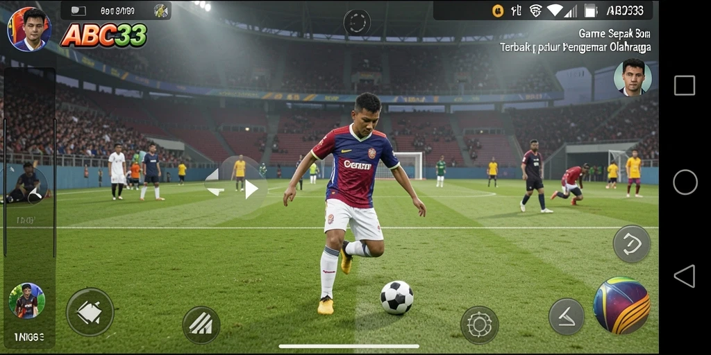 Tampak gameplay ini menampilkan pertandingan sepak bola yang mendebarkan.