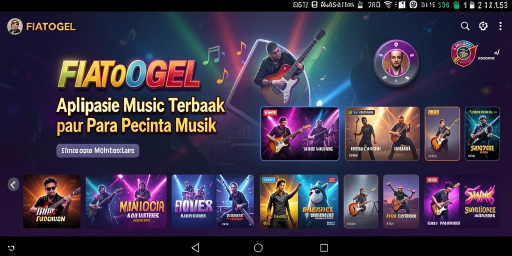 Screenshot gameplay FIATOGEL yang menunjukkan berbagai fitur musik.