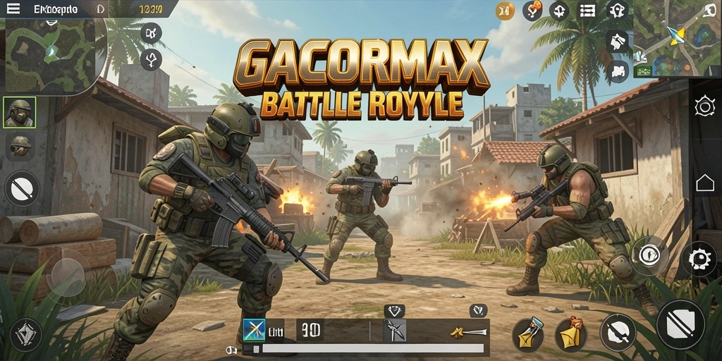 Tangkapan layar GACORMAX menunjukkan aksi Battle Royale yang mendebarkan.