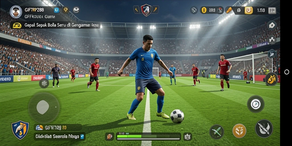 Tangkapan layar gameplay GIFTRP288 yang menampilkan aksi sepak bola nyata.