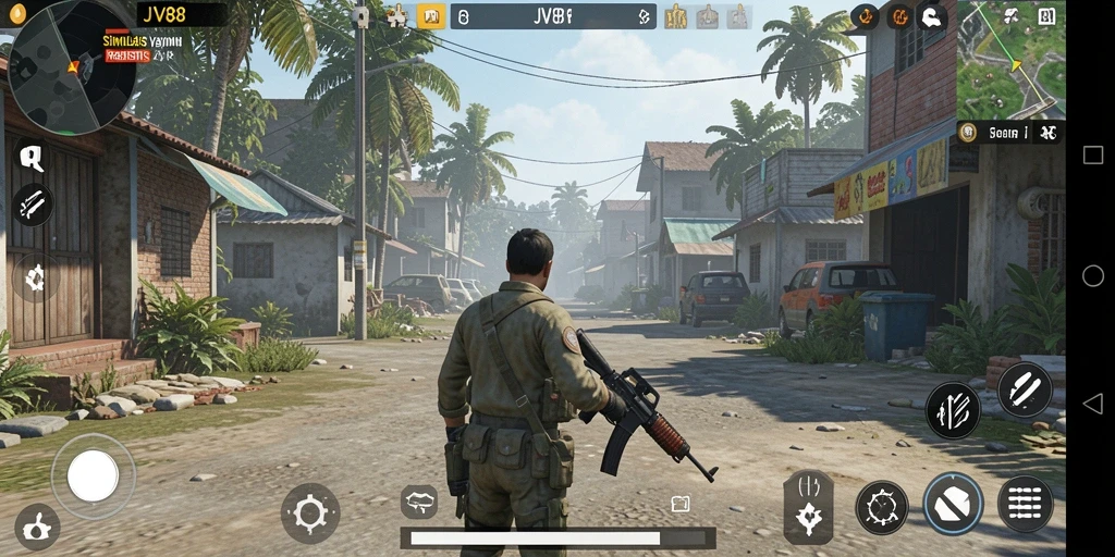 Tampilan utama gameplay JV88 yang menampilkan simulasi interaktif dan menarik.
