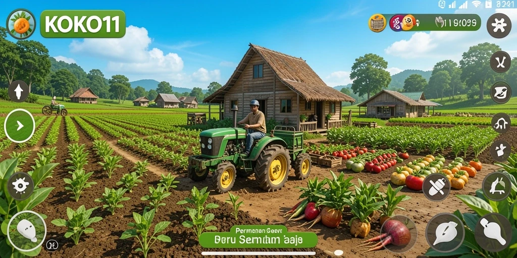 Screenshot KOKO11 menampilkan suasana pertanian yang cerah dan menarik.