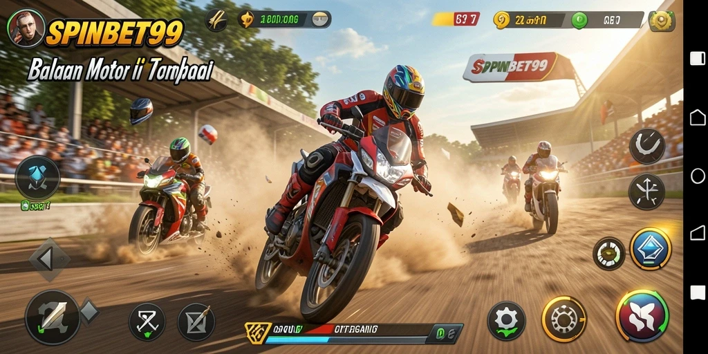 Tampilan gameplay SPINBET99 yang penuh adrenalin dan kecepatan.