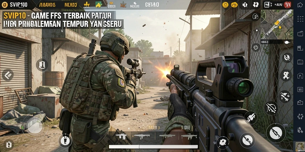 Screenshot dari gameplay SVIP10 menunjukkan aksi tembak-menembak yang intens.